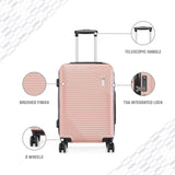 BAOMI URBAN VOYAGE Range Rose Gold Hard Cabin Luggage