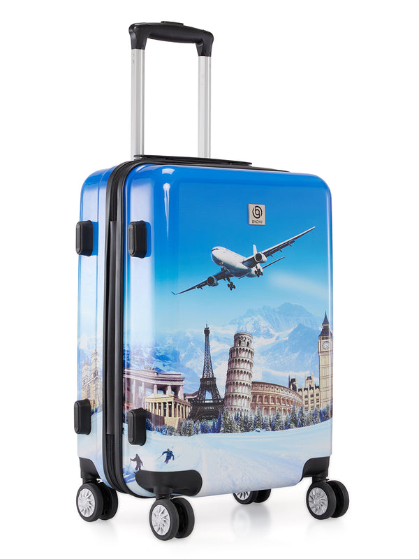 BAOMI PRINTED BLUE Range Printed Blue Hard Cabin Luggage