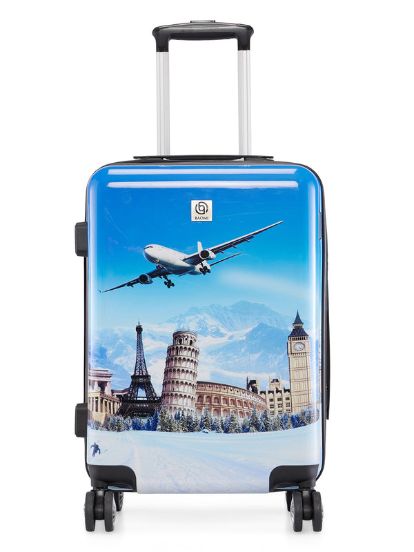 BAOMI PRINTED BLUE Range Printed Blue Hard Cabin Luggage