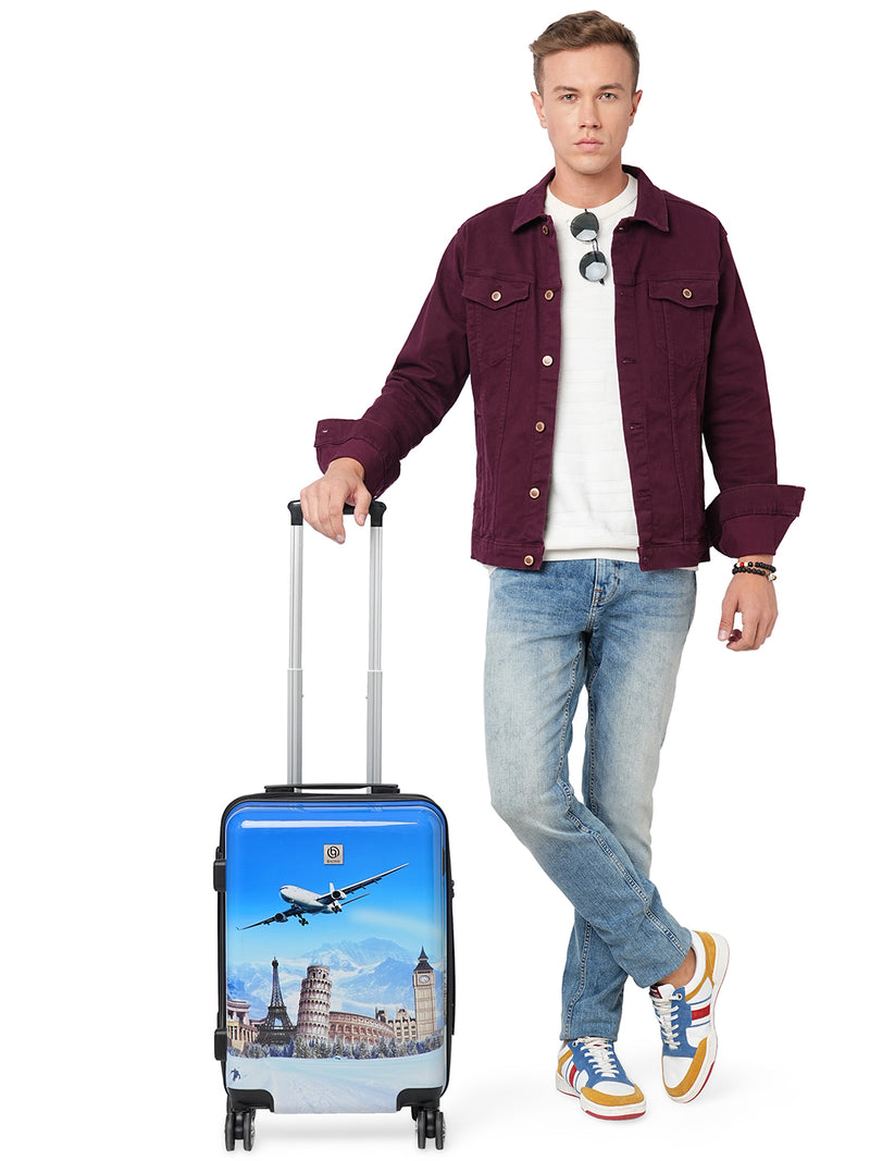 BAOMI PRINTED BLUE Range Printed Blue Hard Cabin Luggage