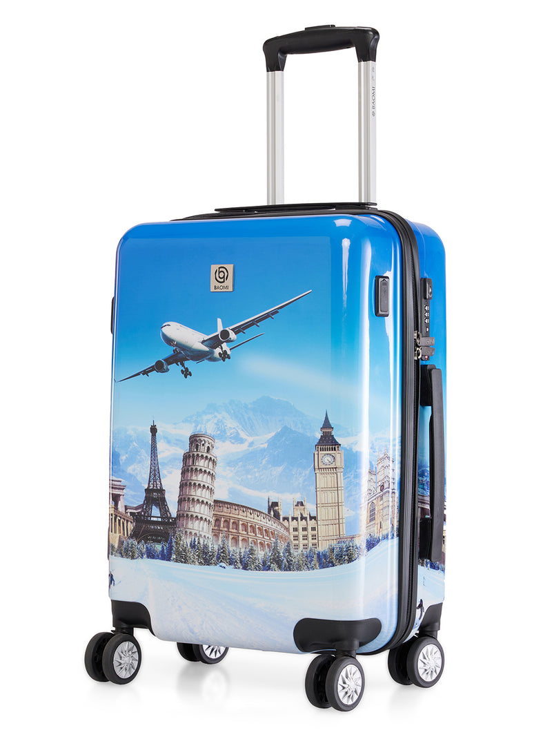 BAOMI PRINTED BLUE Range Printed Blue Hard Cabin Luggage
