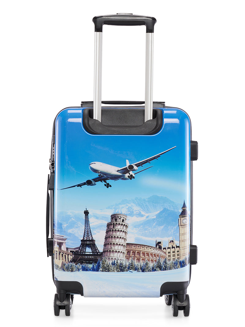 BAOMI PRINTED BLUE Range Printed Blue Hard Cabin Luggage