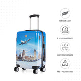 BAOMI PRINTED BLUE Range Printed Blue Hard Cabin Luggage