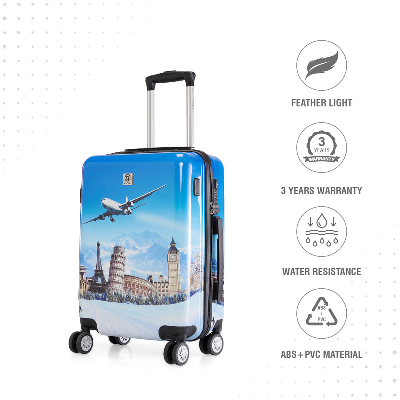 BAOMI PRINTED BLUE Range Printed Blue Hard Cabin Luggage