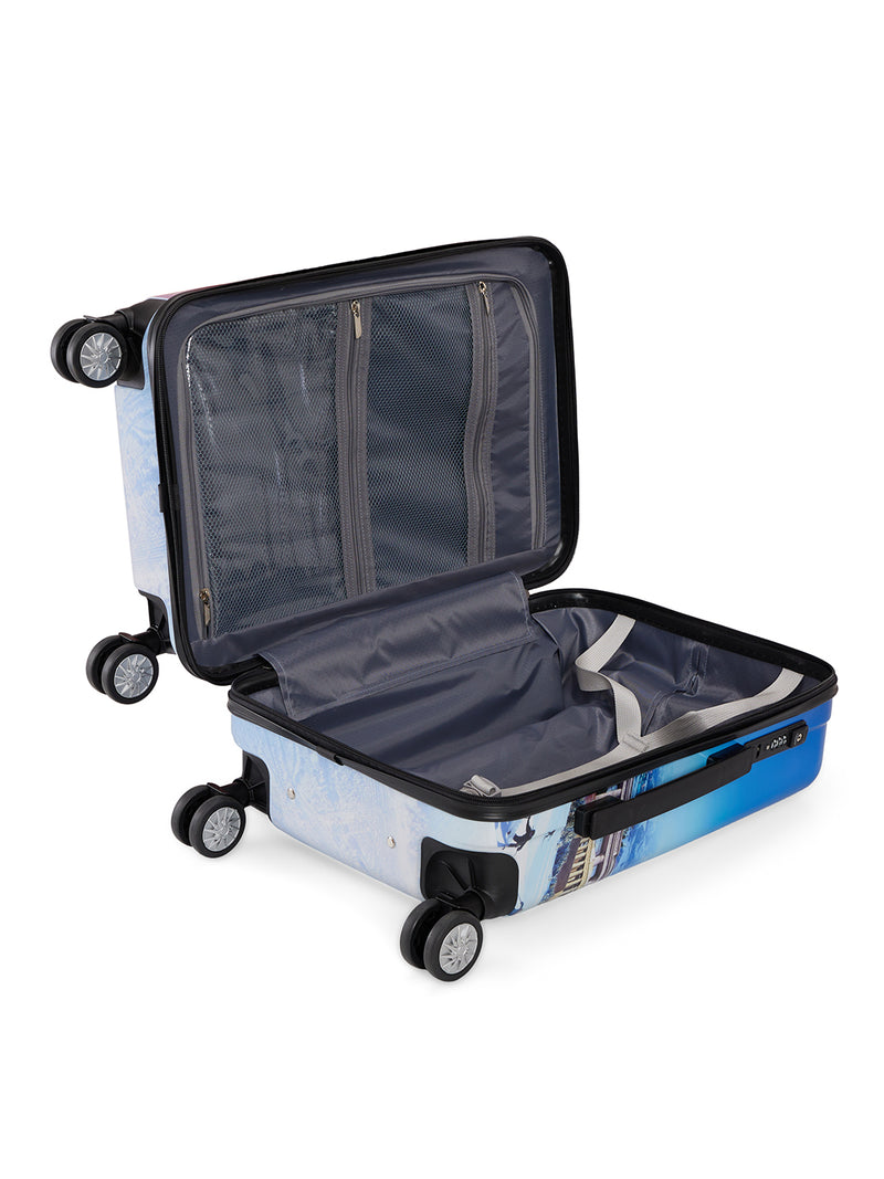 BAOMI PRINTED BLUE Range Printed Blue Hard Cabin Luggage