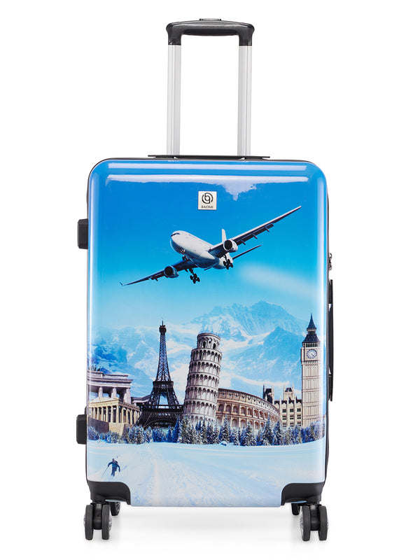 BAOMI PRINTED BLUE Range Printed Blue Hard Medium Luggage