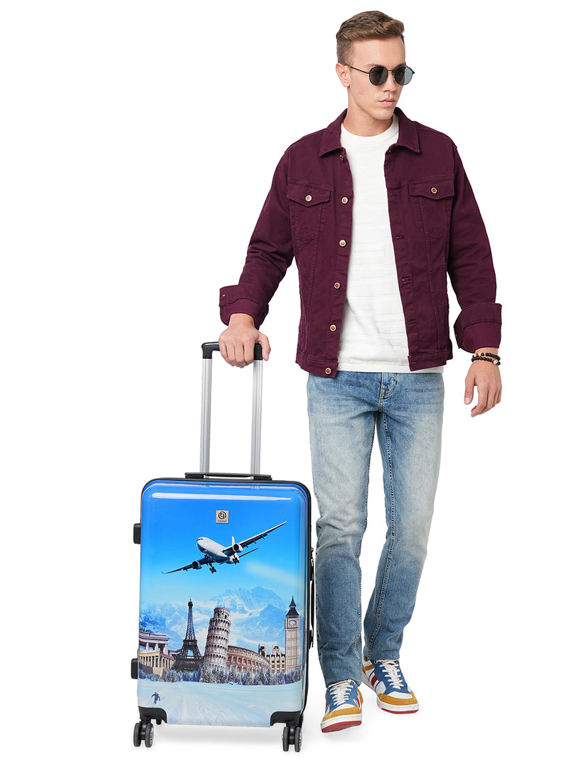 BAOMI PRINTED BLUE Range Printed Blue Hard Medium Luggage