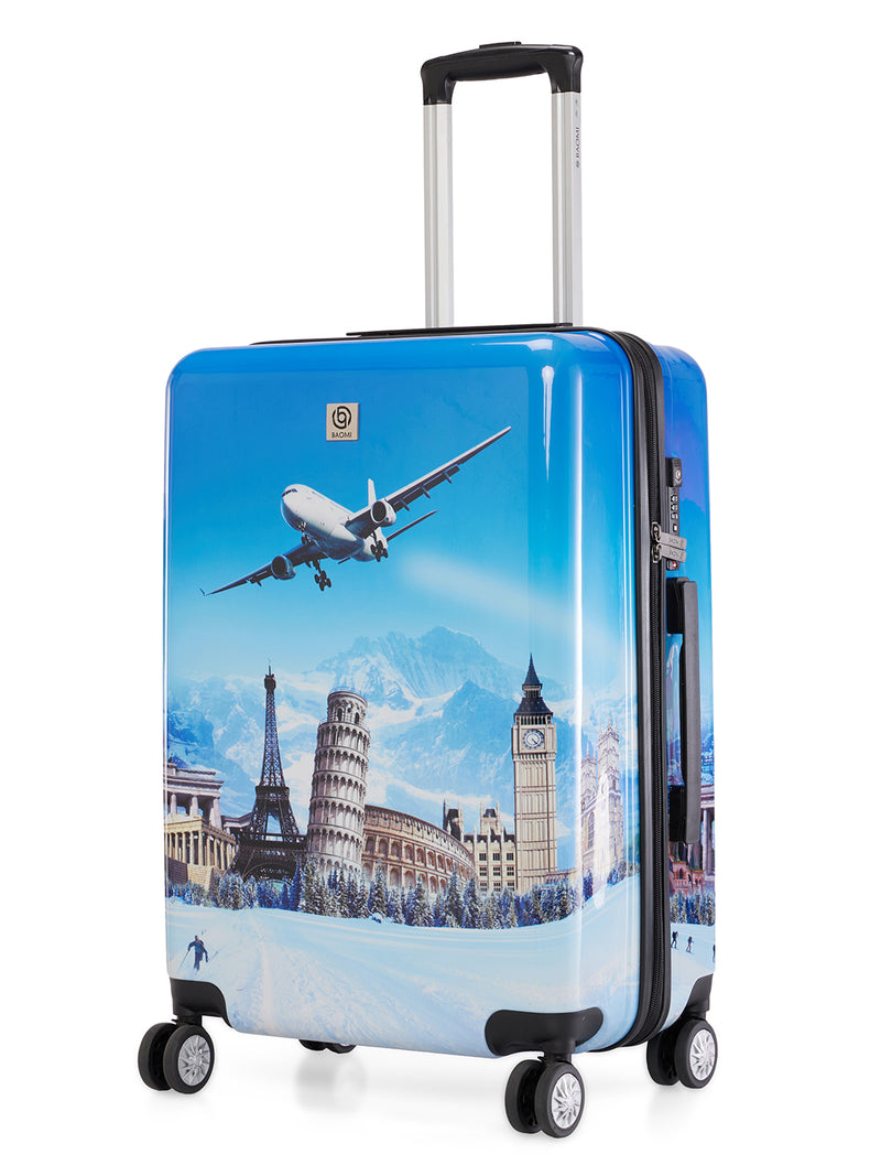 BAOMI PRINTED BLUE Range Printed Blue Hard Medium Luggage