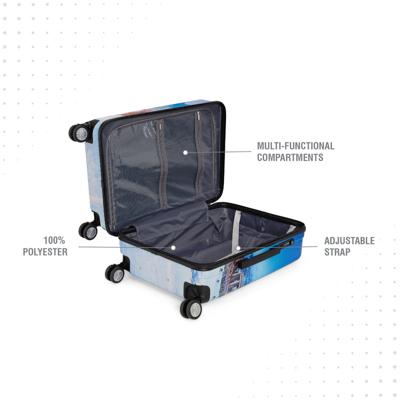 BAOMI PRINTED BLUE Range Printed Blue Hard Medium Luggage
