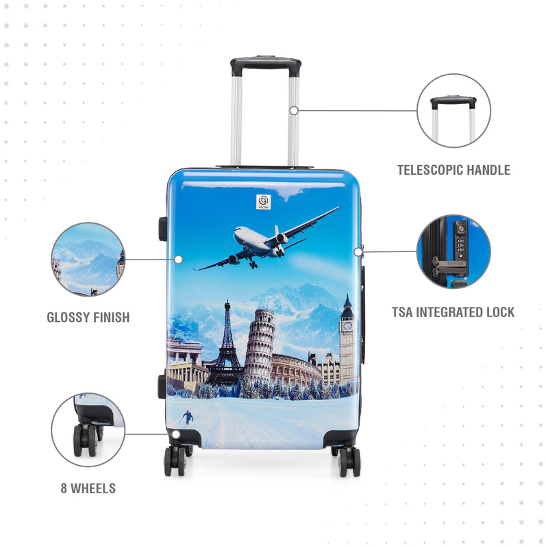 BAOMI PRINTED BLUE Range Printed Blue Hard Medium Luggage