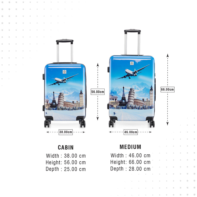 BAOMI PRINTED BLUE Range Printed Blue Hard Medium Luggage