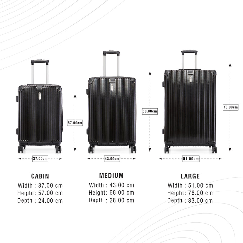 BAOMI SOLID GOLD Range Black Hard Cabin Luggage
