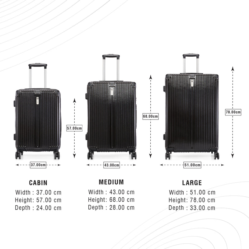 BAOMI SOLID GOLD Range Black Hard Medium Luggage