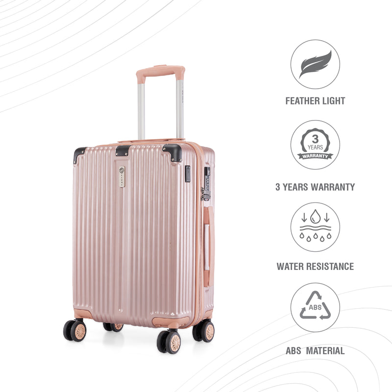 BAOMI SOLID GOLD Range Rose Gold Hard Cabin Luggage
