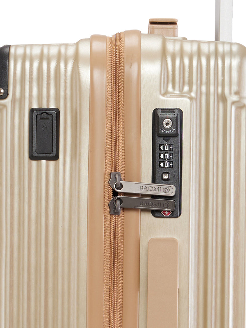 BAOMI SOLID GOLD Range Light Brown Hard Cabin Luggage