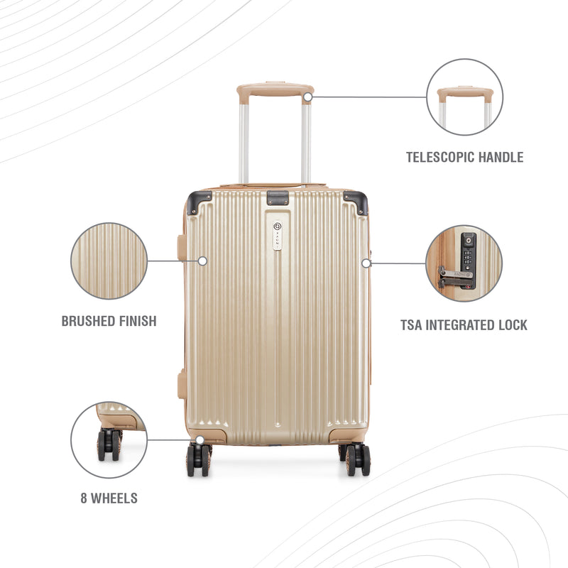 BAOMI SOLID GOLD Range Light Brown Hard Cabin Luggage