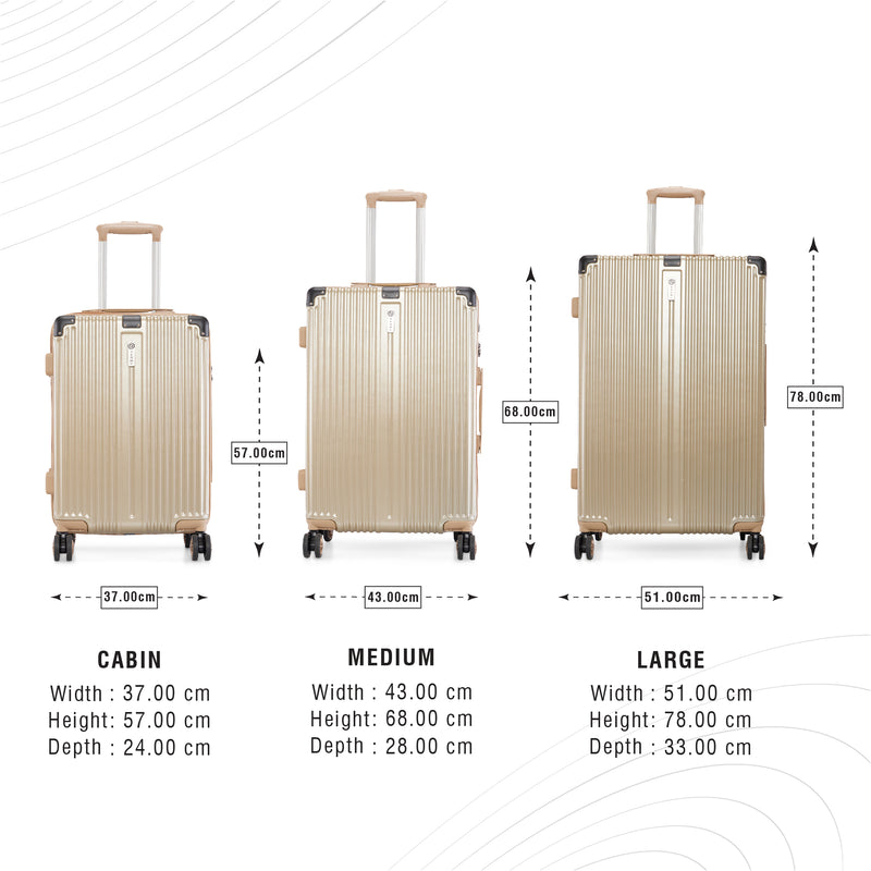 BAOMI SOLID GOLD Range Light Brown Hard Cabin Luggage