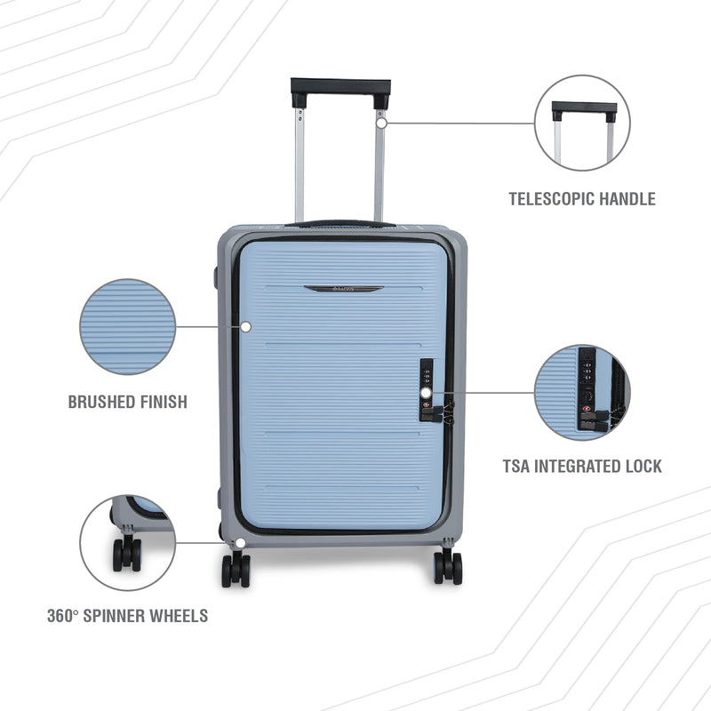 BAOMI PASTEL DREAMS Range Blue Grey Hard Cabin Luggage