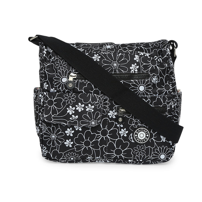 BAOMI CRINKLE SHOULDER BAG Range Black & White Floral Soft One Size Shoulder Bag