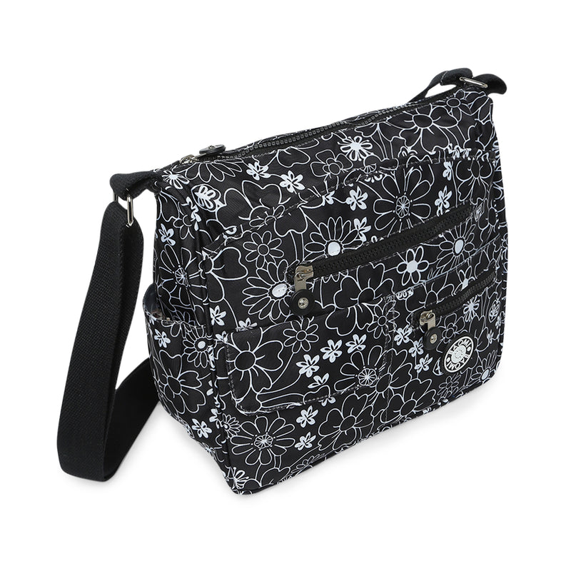 BAOMI CRINKLE SHOULDER BAG Range Black & White Floral Soft One Size Shoulder Bag