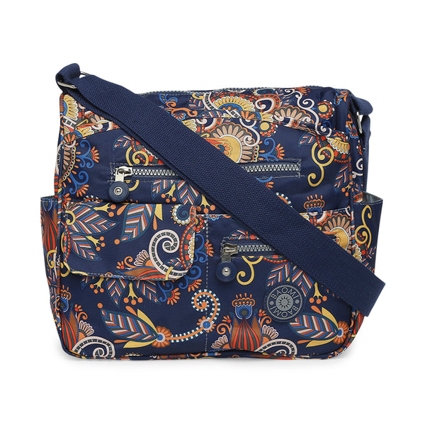 BAOMI CRINKLE SHOULDER BAG Range Blue & Yellow Floral Soft One Size Shoulder Bag