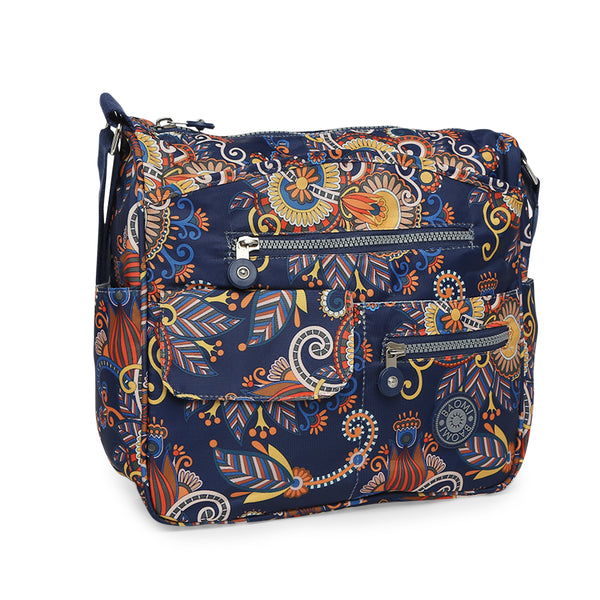 BAOMI CRINKLE SHOULDER BAG Range Blue & Yellow Floral Soft One Size Shoulder Bag