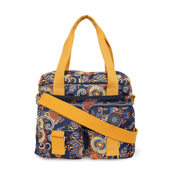 BAOMI CRINKLE HAND BAG Range Blue & Yellow Floral Soft One Size Handbag