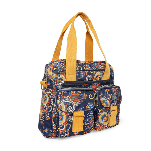 BAOMI CRINKLE HAND BAG Range Blue & Yellow Floral Soft One Size Handbag