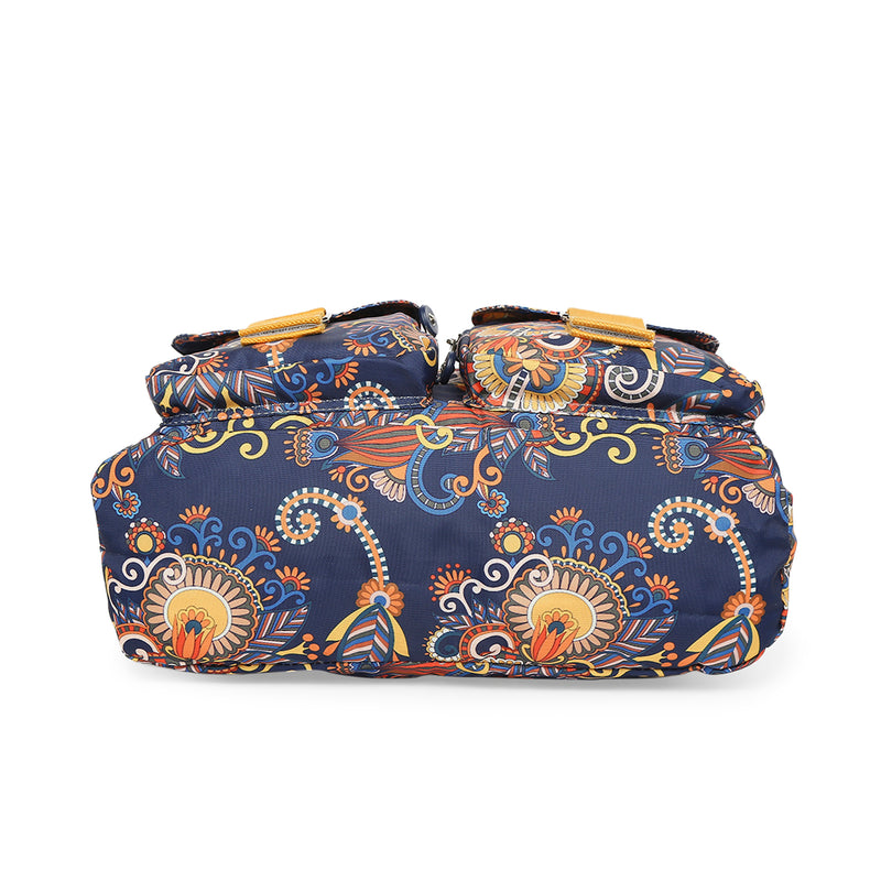 BAOMI CRINKLE HAND BAG Range Blue & Yellow Floral Soft One Size Handbag
