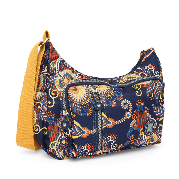 BAOMI CRINKLE SHOULDER BAG Range Blue & Yellow Floral Soft One Size Shoulder Bag