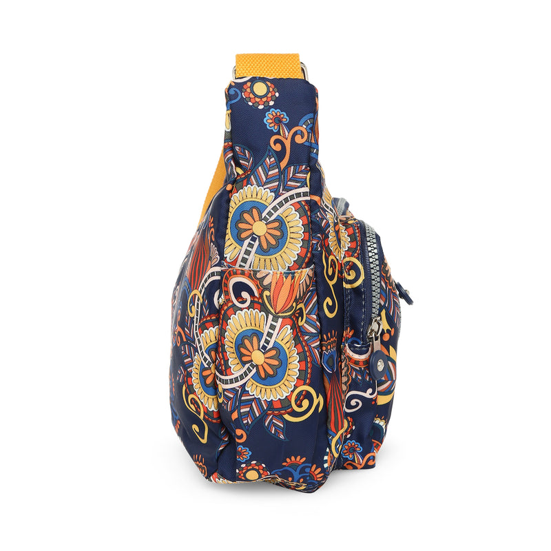 BAOMI CRINKLE SHOULDER BAG Range Blue & Yellow Floral Soft One Size Shoulder Bag