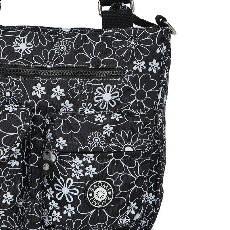 BAOMI CRINKLE SHOULDER BAG Range Black & White Floral Soft One Size Shoulder Bag