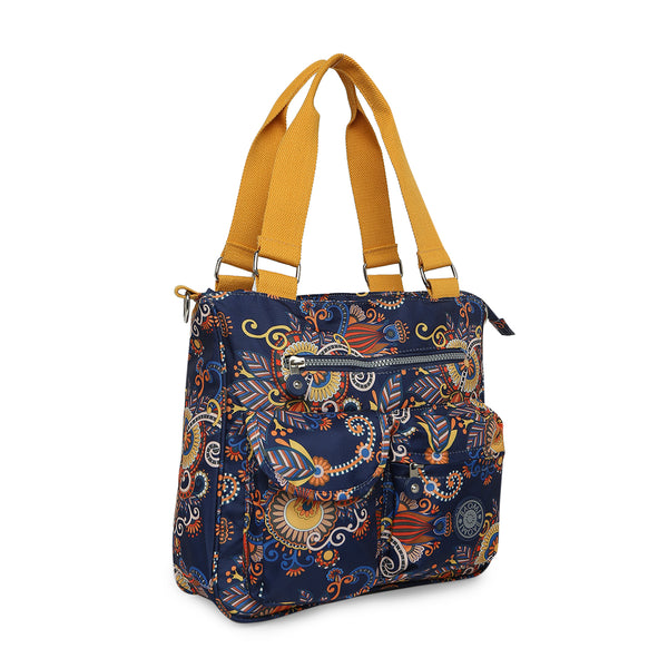 BAOMI CRINKLE SHOULDER BAG Range Blue & Yellow Floral Soft One Size Shoulder Bag