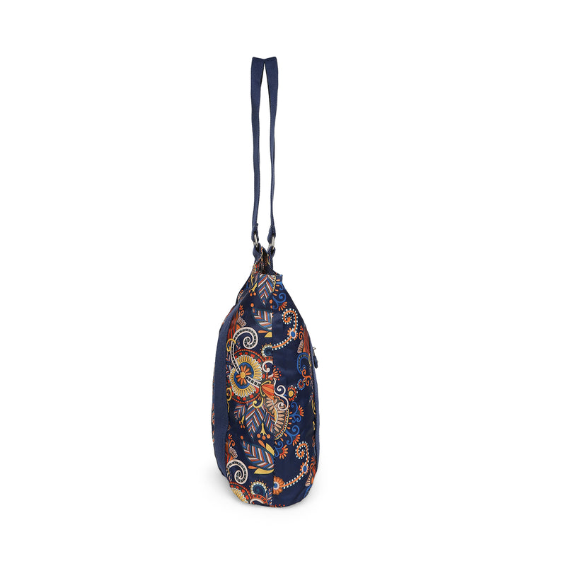BAOMI CRINKLE HAND BAG Range Blue & Yellow Floral Soft One Size Handbag