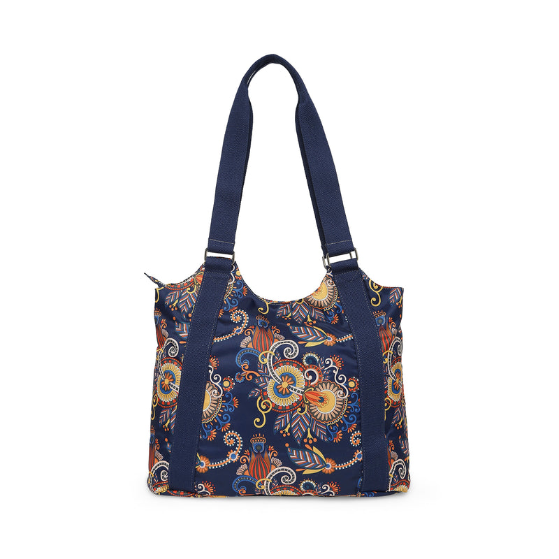 BAOMI CRINKLE HAND BAG Range Blue & Yellow Floral Soft One Size Handbag