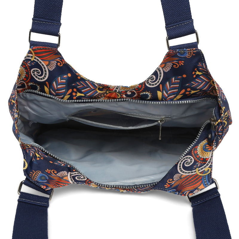 BAOMI CRINKLE HAND BAG Range Blue & Yellow Floral Soft One Size Handbag