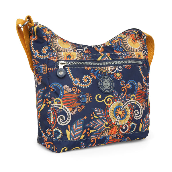 BAOMI CRINKLE SHOULDER BAG Range Blue & Yellow Floral Soft One Size Shoulder Bag