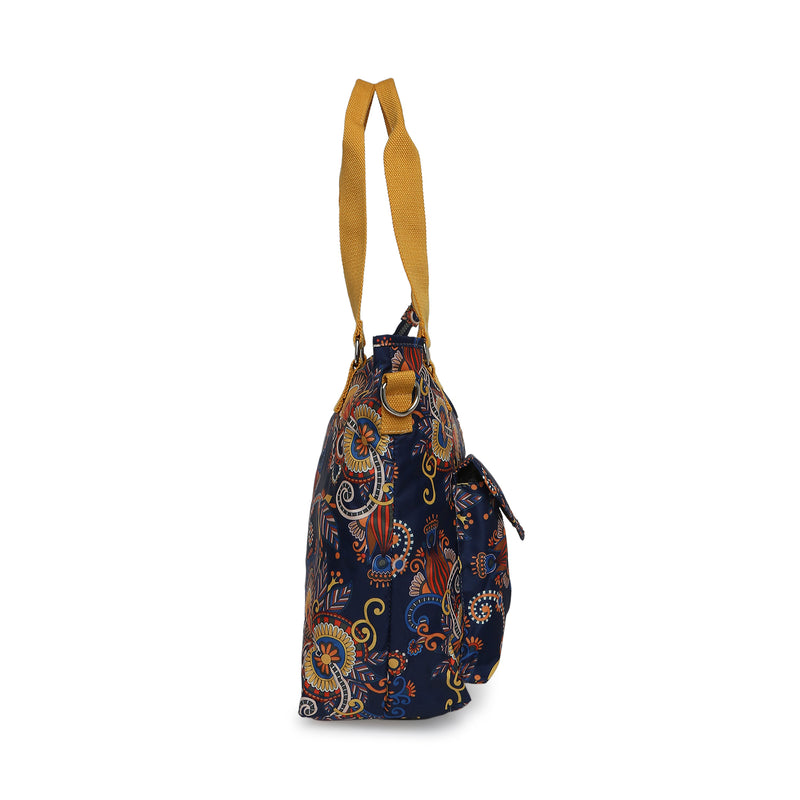BAOMI CRINKLE SHOULDER BAG Range Blue & Yellow Floral Soft One Size Shoulder Bag