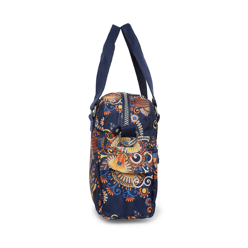 BAOMI CRINKLE HAND BAG Range Blue & Yellow Floral Soft One Size Handbag