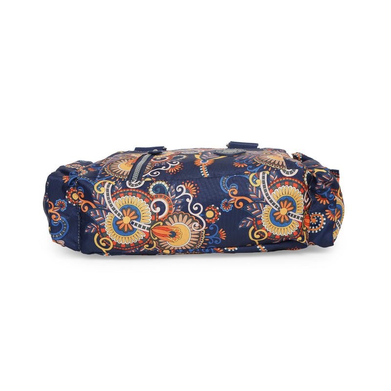 BAOMI CRINKLE HAND BAG Range Blue & Yellow Floral Soft One Size Handbag