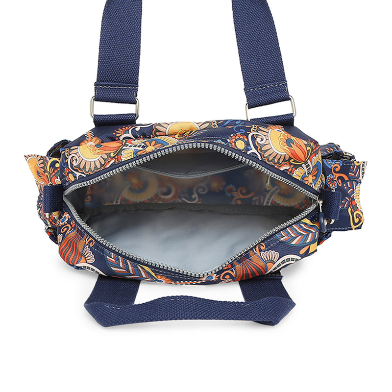 BAOMI CRINKLE HAND BAG Range Blue & Yellow Floral Soft One Size Handbag