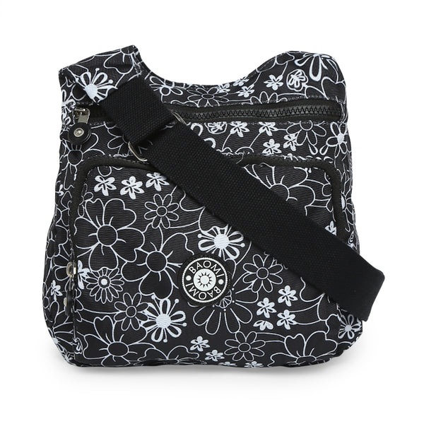 BAOMI CRINKLE SHOULDER BAG Range Black & White Floral Soft One Size Shoulder Bag
