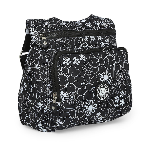 BAOMI CRINKLE SHOULDER BAG Range Black & White Floral Soft One Size Shoulder Bag