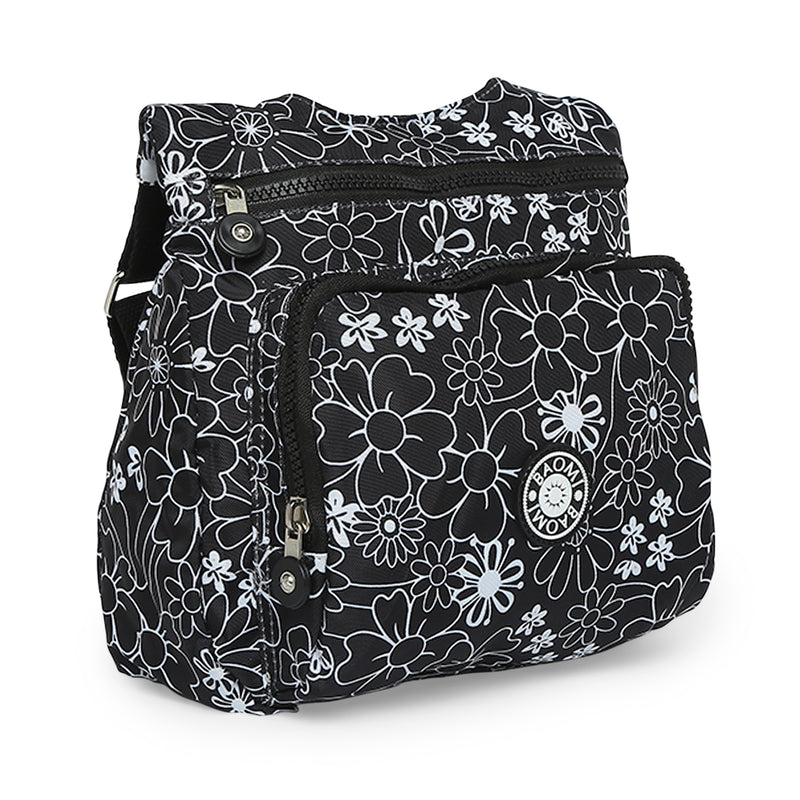 BAOMI CRINKLE SHOULDER BAG Range Black & White Floral Soft One Size Shoulder Bag