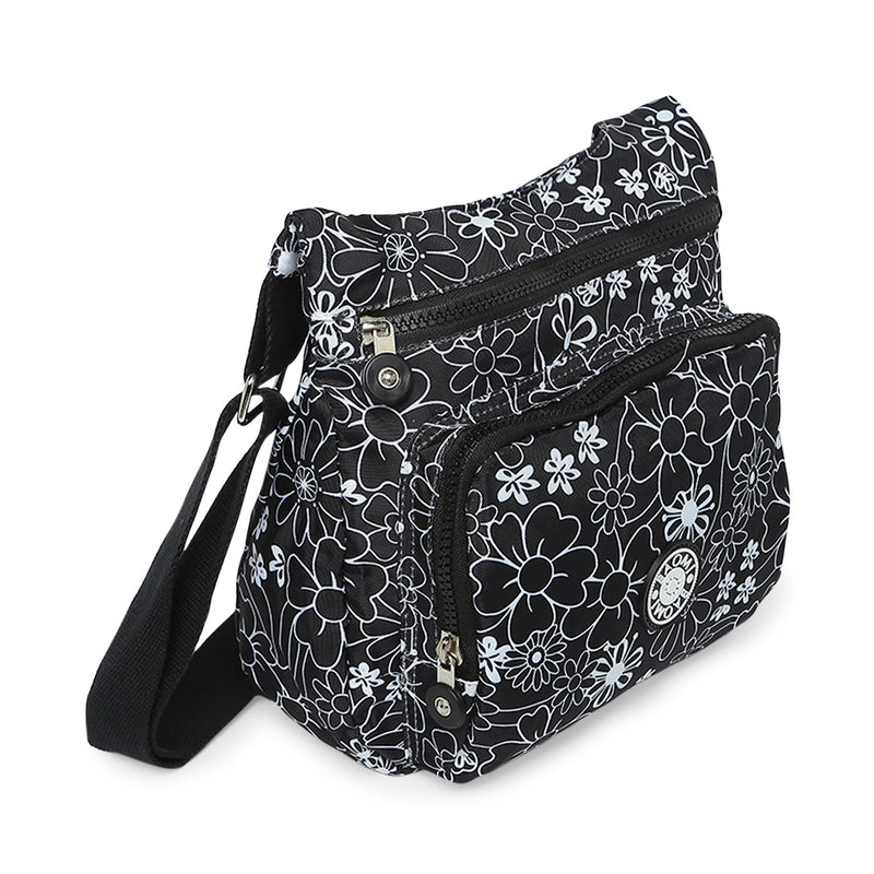BAOMI CRINKLE SHOULDER BAG Range Black & White Floral Soft One Size Shoulder Bag