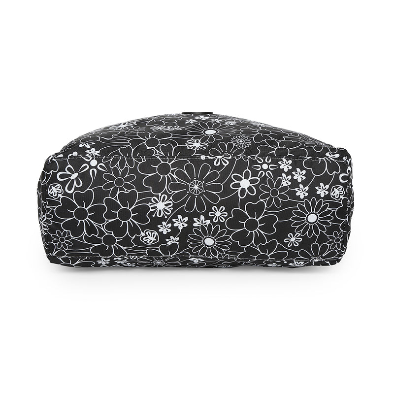 BAOMI CRINKLE HAND BAG Range Black & White Floral Soft One Size Handbag