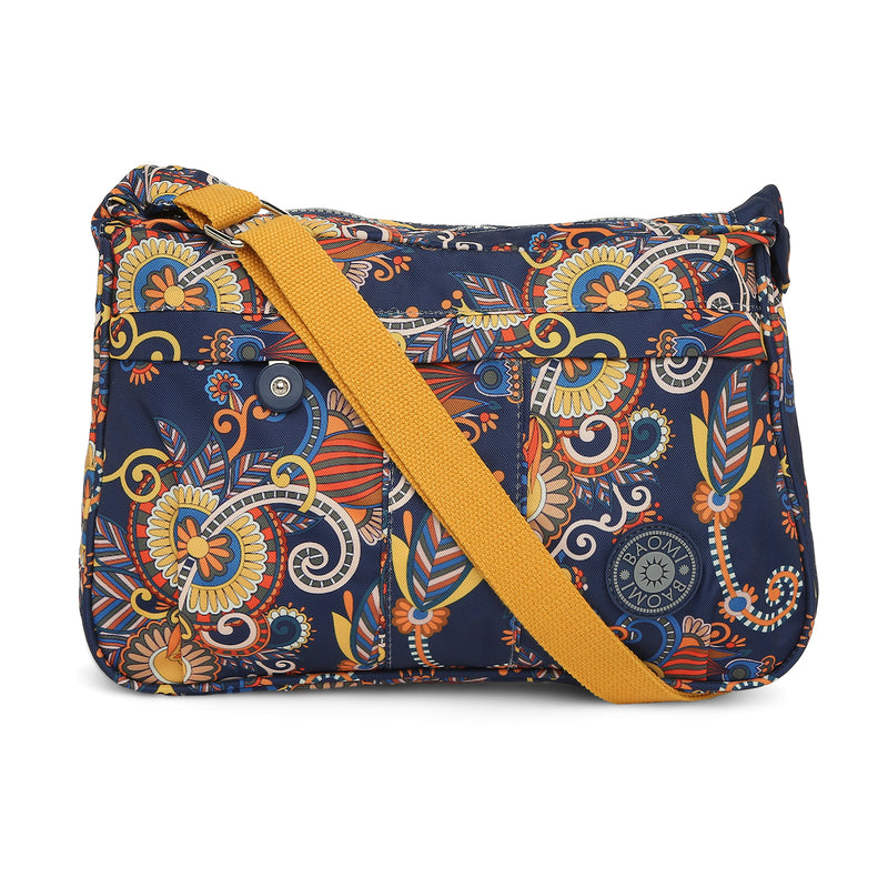 BAOMI CRINKLE SHOULDER BAG Range Blue & Yellow Floral Soft One Size Shoulder Bag