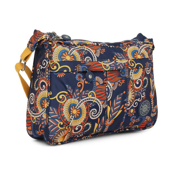 BAOMI CRINKLE SHOULDER BAG Range Blue & Yellow Floral Soft One Size Shoulder Bag