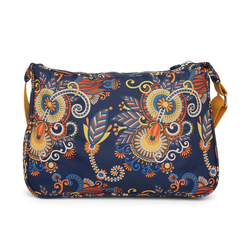 BAOMI CRINKLE SHOULDER BAG Range Blue & Yellow Floral Soft One Size Shoulder Bag