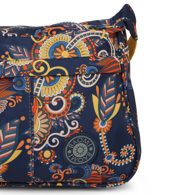 BAOMI CRINKLE SHOULDER BAG Range Blue & Yellow Floral Soft One Size Shoulder Bag